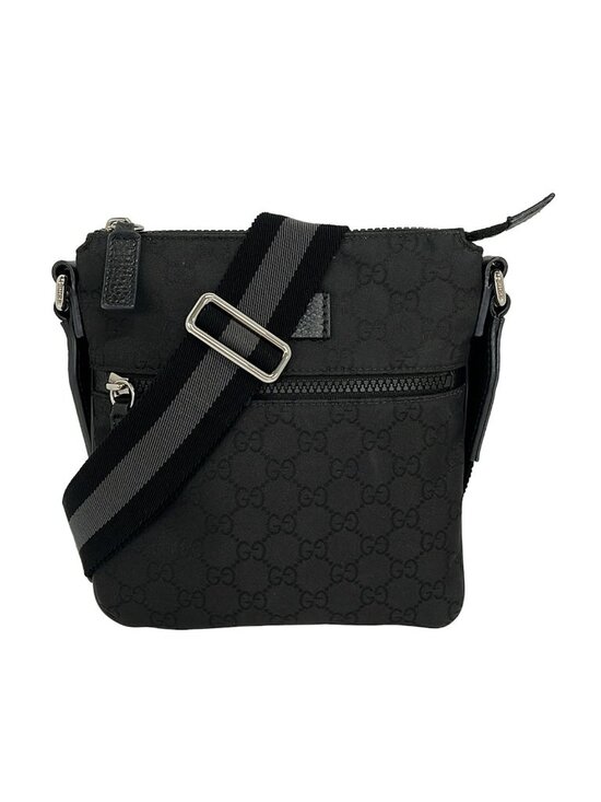 Gucci Handbags - Gucci Shoulder Bag GG Pattern Black Leather